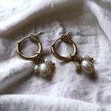 Pearl Cluster Hooplet Earrings